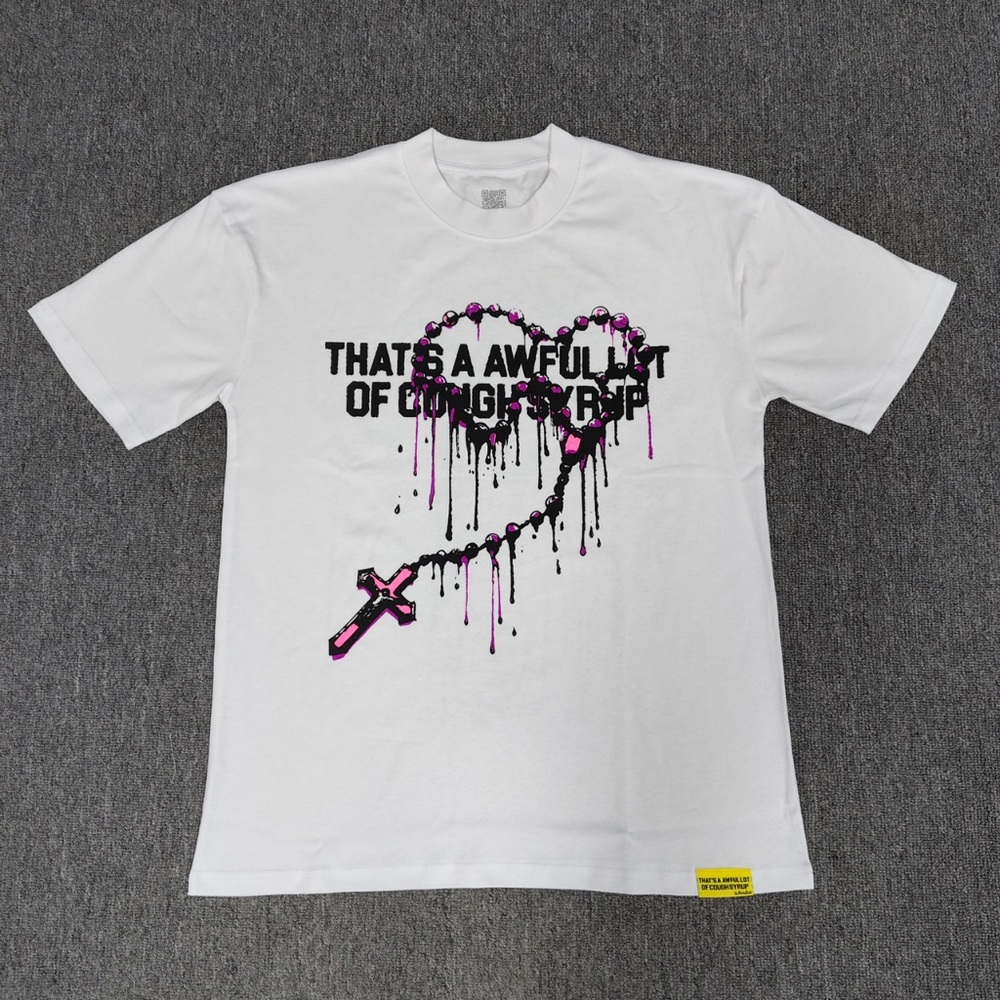 White Graphic Tee with Heart Design